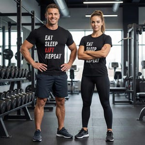 Eat Sleep Lift Wiederholungs-T-Stück | Gym Workout Fitness Shirt