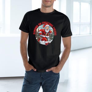 Running Santa Christmas T-shirt: Funny Holiday Tee