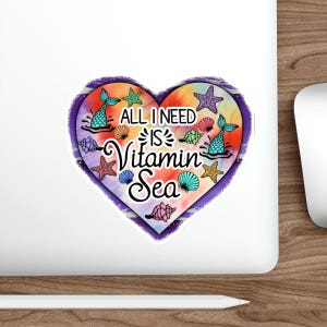 Pegatina con cita de Vitamin Sea: divertida calcomanía para amantes de la playa