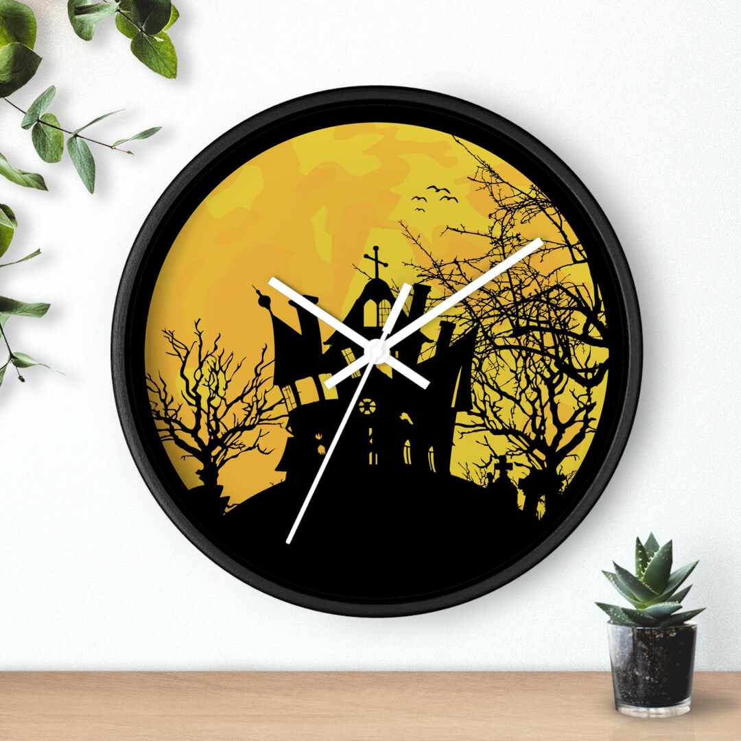 Haunted House Wall Clock: Spooky Halloween Decor, Gothic Home Accent - Etsy