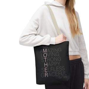 Mother Inspiration Words Tote Bag: Polyester Canvas Carryall