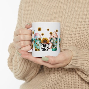Sunflowers Ceramic Mug, Coffee Cup, Tea Mug, Floral Drinkware, Sunflower Lover Gift