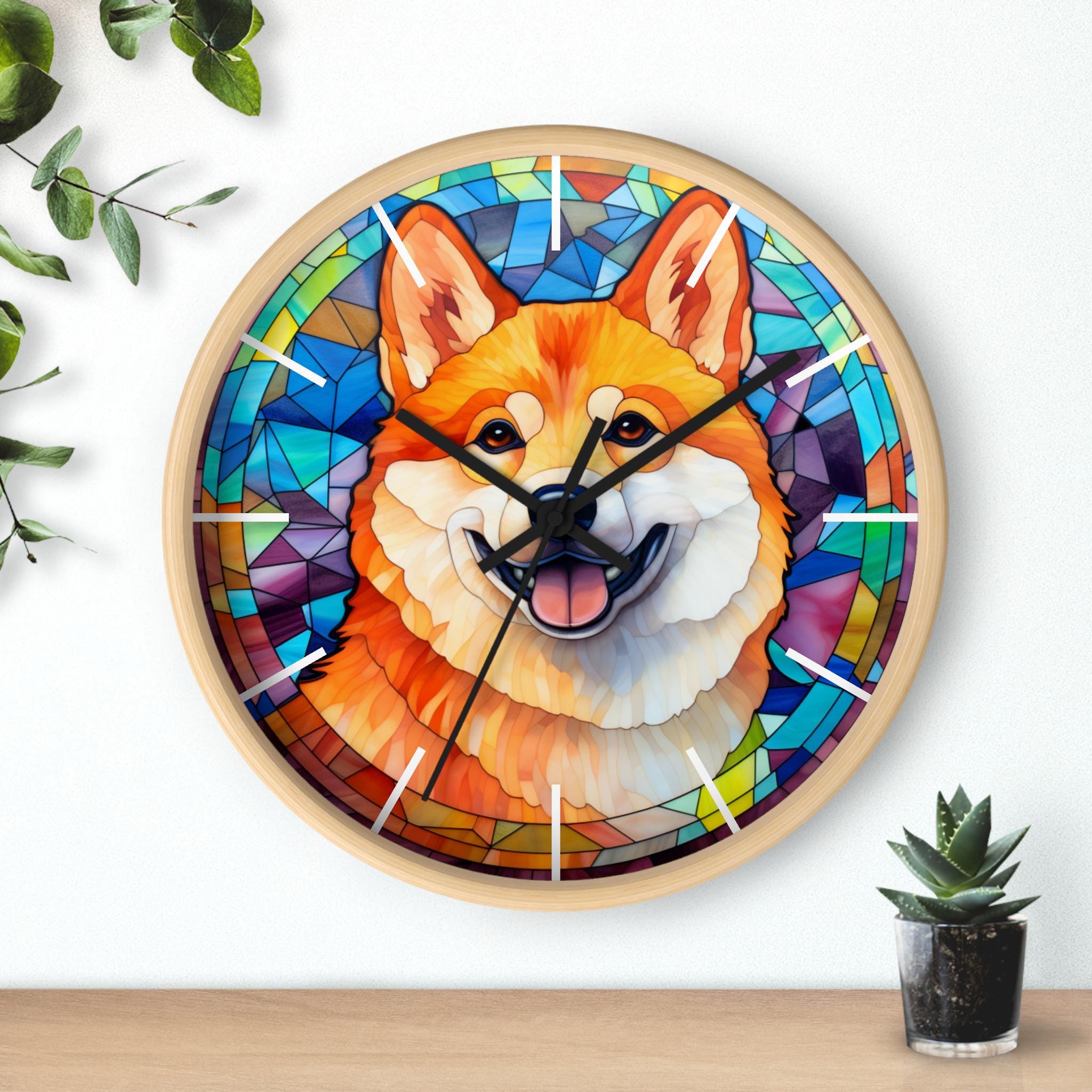 Horloge Shiba Inu En Contreplaqué Par Art-Dog AMF - Design Original