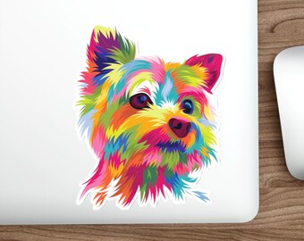 Yorkshire Terrier Pop Art Color Die-Cut Stickers, Cute Puppy Decals, Laptop Sticker Set, Water Bottle Labels, Pet Lover Gift