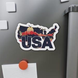 Retro Vintage USA Iconic Symbols Die-Cut Magnets - American Flag, Patriotic Fridge Decor, Memorial Day Gift, Fourth of July Decoration