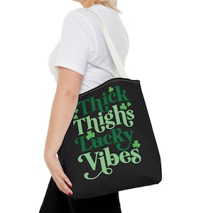 Bolsa Tote Lucky Vibes para Coxas Grossas: Sacola de Compras Reutilizável de Poliéster