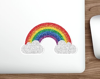 Rainbow Clouds Die-Cut Stickers, Weatherproof Vinyl Decals, Laptop Sticker, Scrapbook Decoration, Cute Gift, Rainbow Sticker