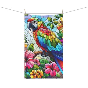Vibrant Tropical Bird Tea Towels, Colorful Kitchen Decor, Fun Gift for Bird Lovers, Floral Kitchen Towel Set, Boho Home Accents