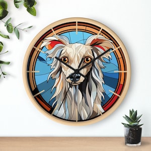 Chinese wandklok met kuifhond: imitatieglas-in-lood, decoratie stille woning