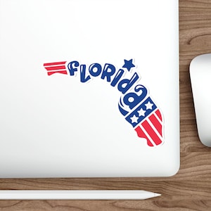 Florida State Die-Cut Stickers, Tropical Vibes Waterproof Stickers, Scrapbooking, Laptop Decals, Travel Souvenirs, Car Bumper Stickers