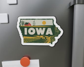 Iowa State Die-Cut Magnets, Iconic Symbols, Retro Vintage, Fridge Accessories, Home Decor, Kitchen Magnets, Souvenirs, State Pride