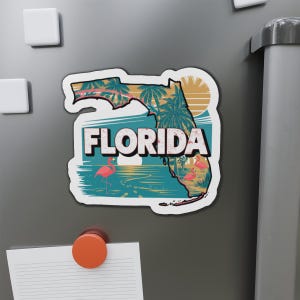 Florida State Die-Cut Magnets, Iconic Symbols, Retro Vintage,  Unique Fridge Magnets, USA State Souvenir, Travel Decor, Kitchen Accessories