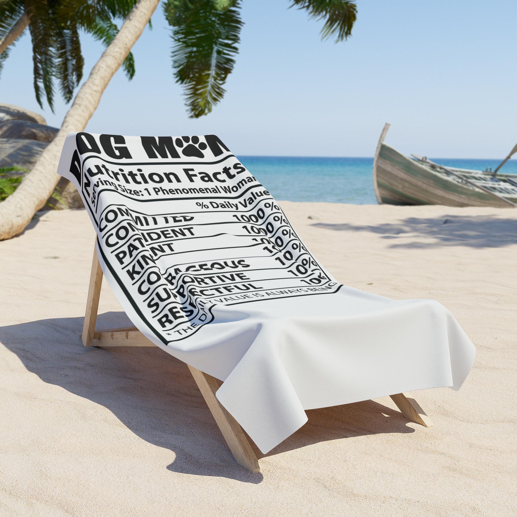 ドッグママの栄養成分表示ビーチタオル：夏のペット愛好家へのギフト