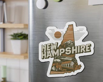 New Hampshire Iconic Symbols Die-Cut Magnets Set, Retro Vintage Decoration, Fridge Magnet Set, Unique Gift Idea