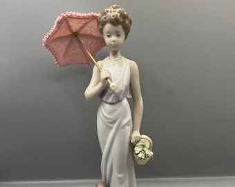 Vintage Lladro “garden Classic” - Girl With Parasol #7616 - SIGNED