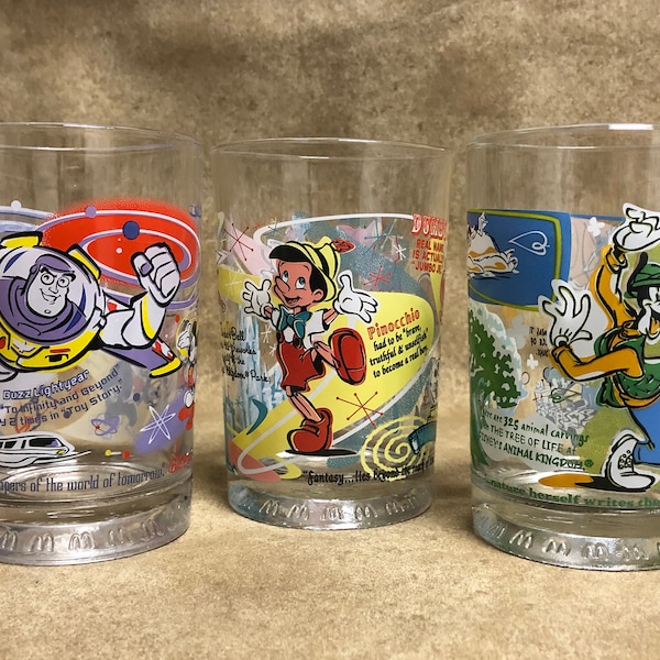 McDonalds 100 Years Of Magic Disney Glasses - Set of 3.