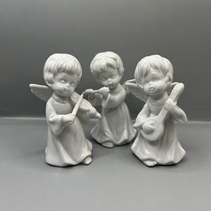 Vintage Enesco White Porcelain Musical Angel Figurine - Sold Separately