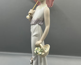 ヴィンテージ リヤドロ「ガーデン クラシック」 - パラソルを持つ少女