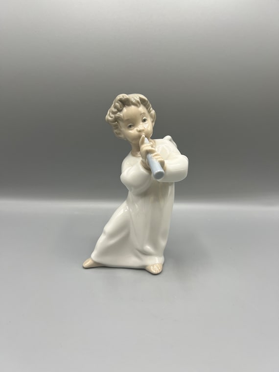 ヴィンテージ リヤドロ フルートを持つ天使の磁器製置物 #4540 - Etsy 日本