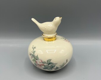 瓶磁器の瓶は花瓶の香水瓶 ヴィンテージ レノックス セレナーデ 香水瓶：鳥よけ付き花柄磁器