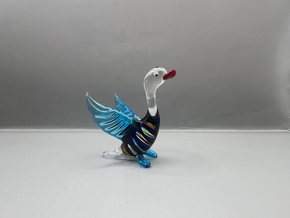 工芸品 DUCK PAIR GLASS FIGURINE Vintage Miniature Glass Duck Bird Figurine | eBay