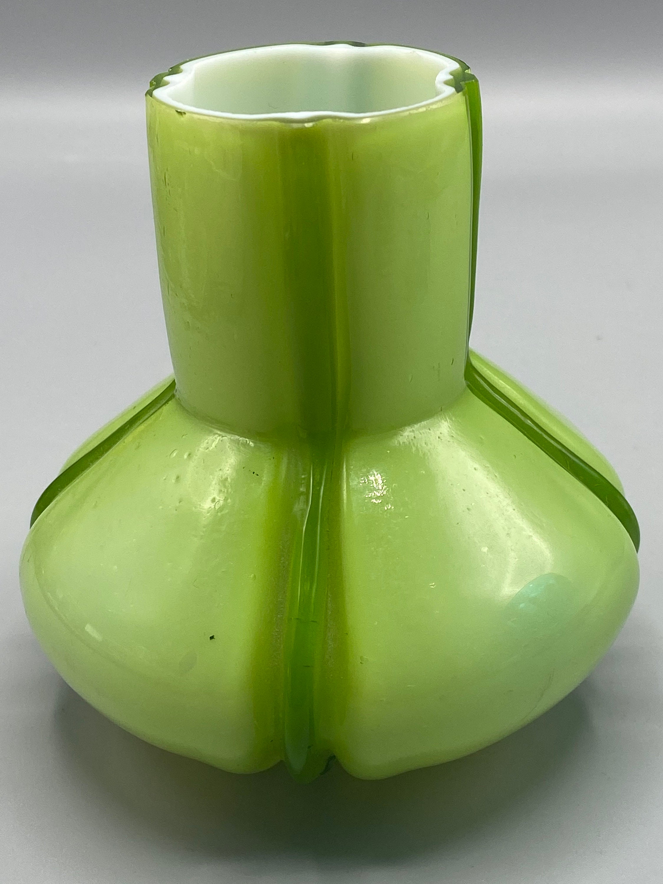 Green Opaque Art Glass Vase Etsy