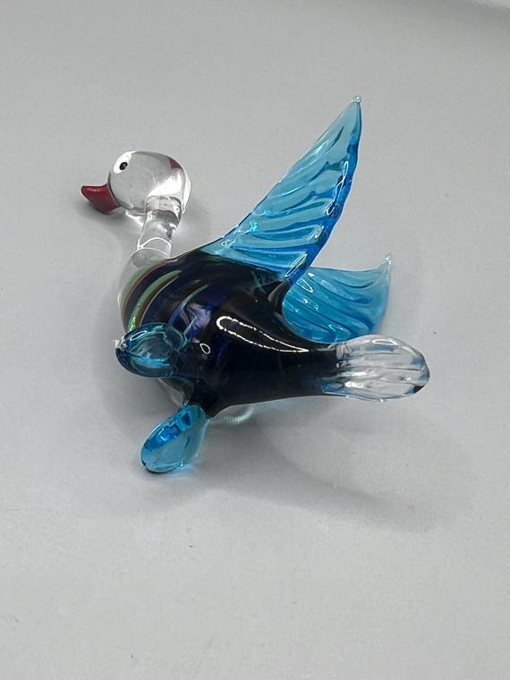 Vintage Art Glass - Murano Glass Duck - Clear and Color