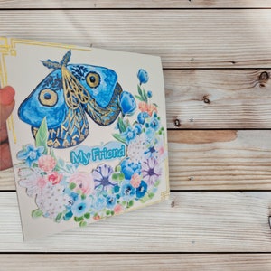Tarjetas de felicitación: decoupage 3D único y hecho a mano, impresión a partir de pintura de acuarela, único hecho con amor para la celebración.