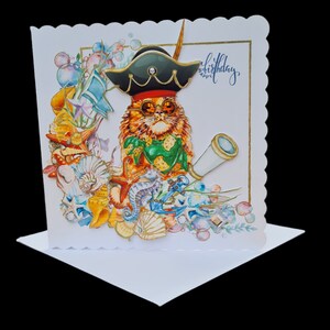 Tarjetas de felicitación: decoupage 3D único y hecho a mano, impreso a partir de un dibujo de acuarela propio, único y hecho con amor para cualquier celebración.