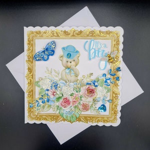 Biglietti d'auguri: elementi 3D unici e fatti a mano, stampa da pittura ad acquerello, design realizzato con amore per la celebrazione del neonato.