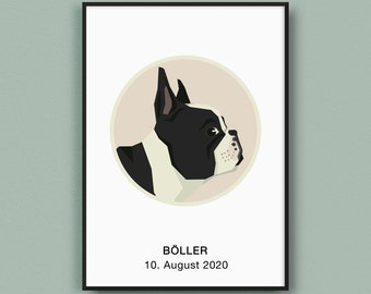 Dog Poster Personalized Modern Dog Breeds Image Dog Lover Dog Owner Gift