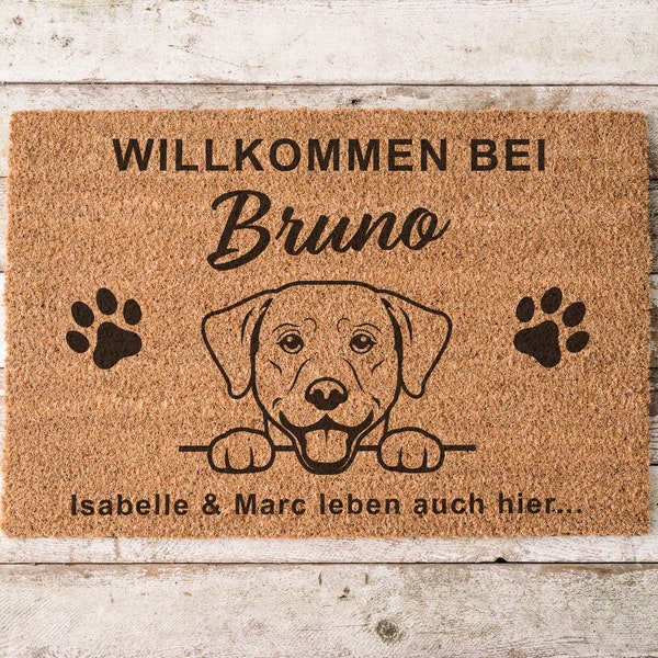 Personalisierbare Hunde Fußmatte Mit Name & Hunderasse Aus Kokosfasern Hundebesitzer Geschenk