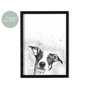 Dog Portrait Personalized Photo Dog Portrait For Dog Owner Gift Animal Portrait Holzrahmen Schwarz