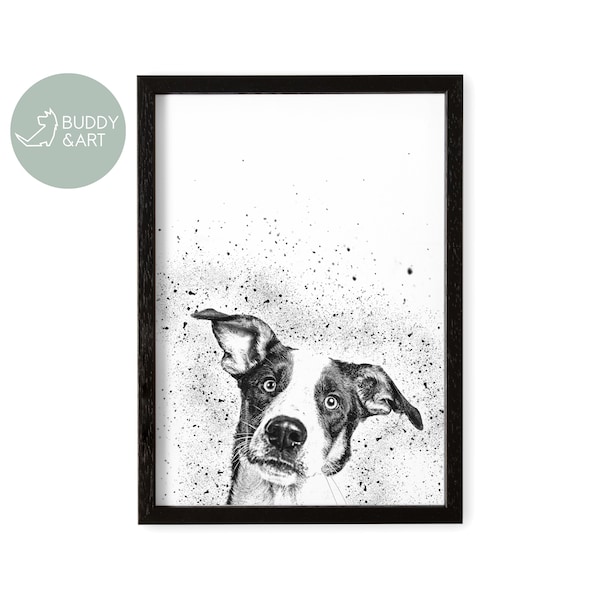 Hundeportrait Personalisiert nach Foto Hunde Portrait Für Hundebesitzer Geschenk Tierportrait