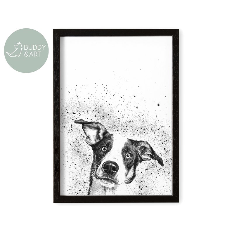 Dog Portrait Personalized Photo Dog Portrait For Dog Owner Gift Animal Portrait Holzrahmen Schwarz