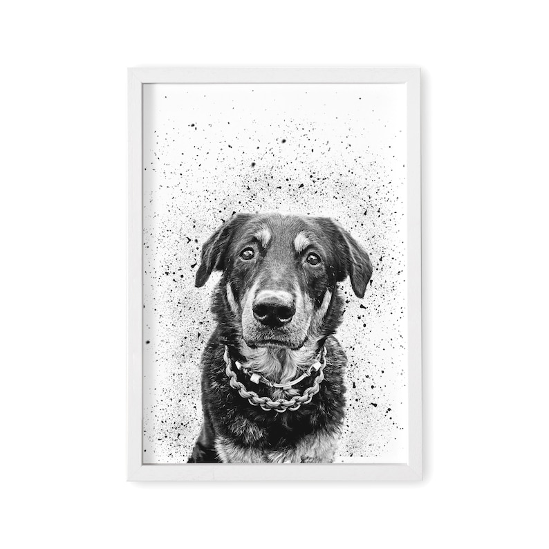 Dog Portrait Personalized Photo Dog Portrait For Dog Owner Gift Animal Portrait Holzrahmen Weiß