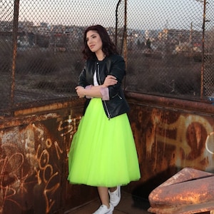 Neon Green Tulle Skirt: Layer Party Outfit, Mini, Midi, Maxi Made to order Tutu