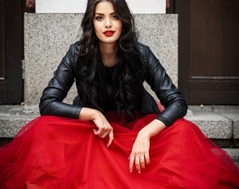 pink red tulle skirt