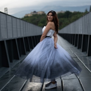 Handmade Long Tulle Skirt: Painted Party Wedding Skirt