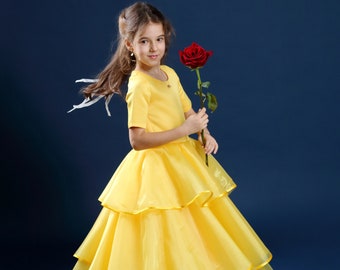 Beauty and the Beast Belle Yellow Dress / Photoshoot Long  Dress / Belle Yellow Dress / Disney Princess dress  Cosplay Deluxe