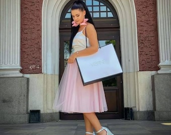Light Pink Tulle Tutu Skirt / Wedding Pink Tutu Skirt / Bridesmaid Pink Tutu Skirt