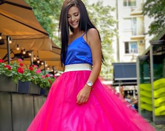 Midi Cyclamen Tulle Skirt / Party Cyclamen Pink Skirt / Bridesmaid Cyclamen Skirt