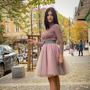 Pink & Gray Tulle Skirt: Layered Bridesmaid Skirt, Verne design tutu
