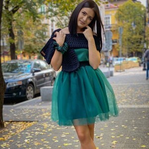 Women Green Tulle Skirt Sexy Green Tutu Asymmetrical Skirt