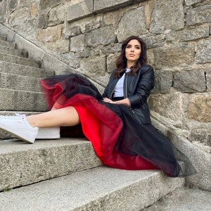 Black and Red Tulle Skirt Multi Layered Black Tutu Mini Midi Maxi Black Red Tulle Skirt Date Outfit Party Skirt Etsy