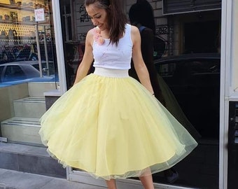 Midi Yellow Tulle Skirt | Party Outfit | Summer Tulle Skirt