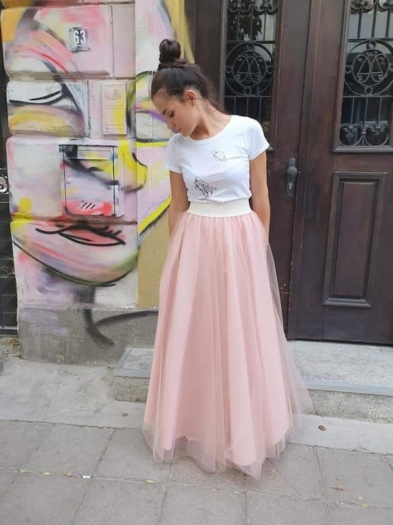 Maxi falda de tul rosa Fiesta falda rosa claro / - Etsy España
