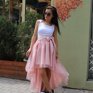 Pink Tulle Skirt / B-day Party Asymmetrical Pink Skirt / Wedding Asymmetrical Pink Skirt / Pink High Low Skirt / Custom size skirt / Skirt image 1