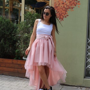 Pink Tulle Skirt / B-day Party Asymmetrical Pink Skirt / Wedding Asymmetrical Pink Skirt / Pink High Low Skirt / Custom size skirt / Skirt