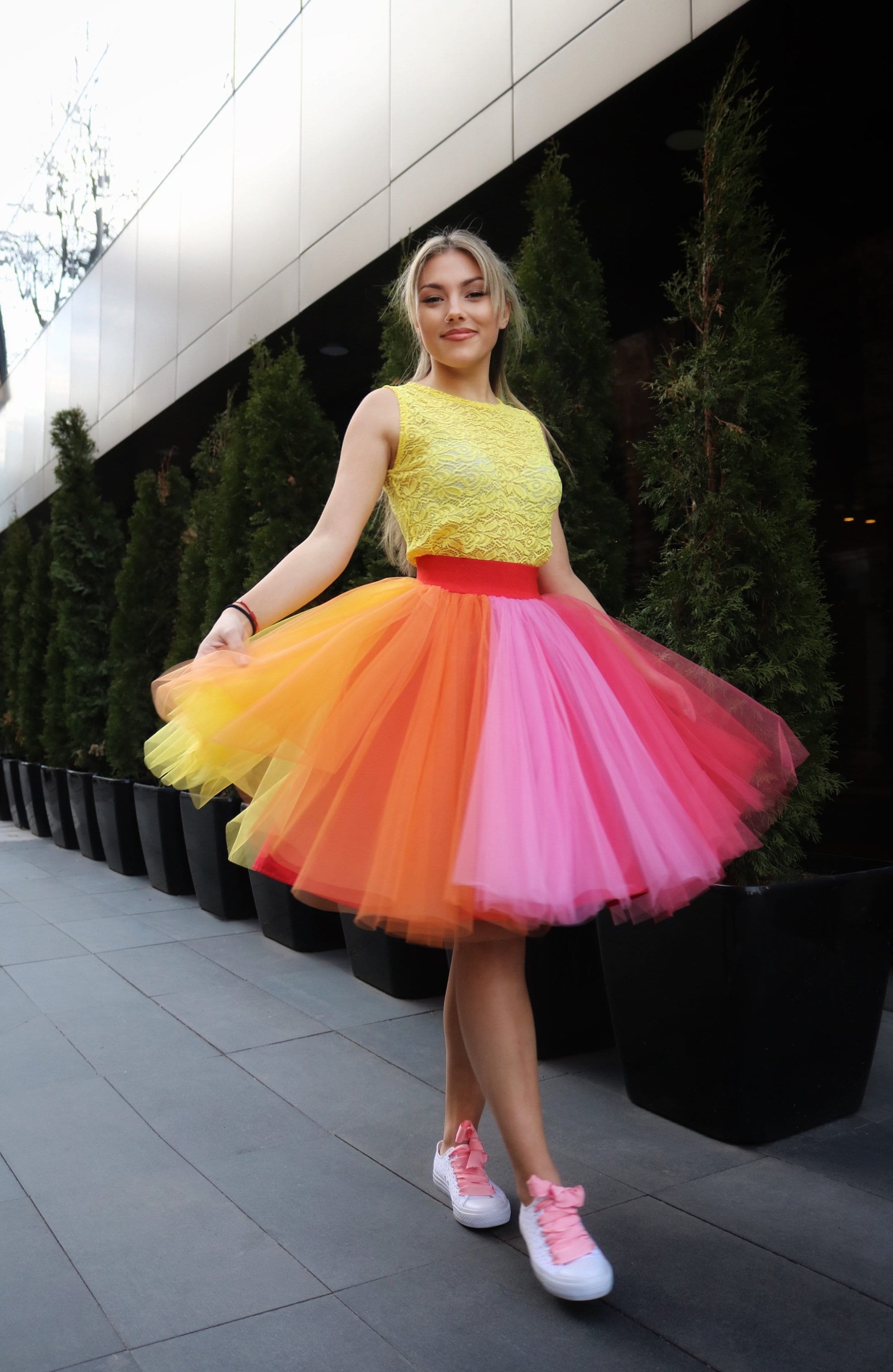 Multi colored tulle skirt cheap